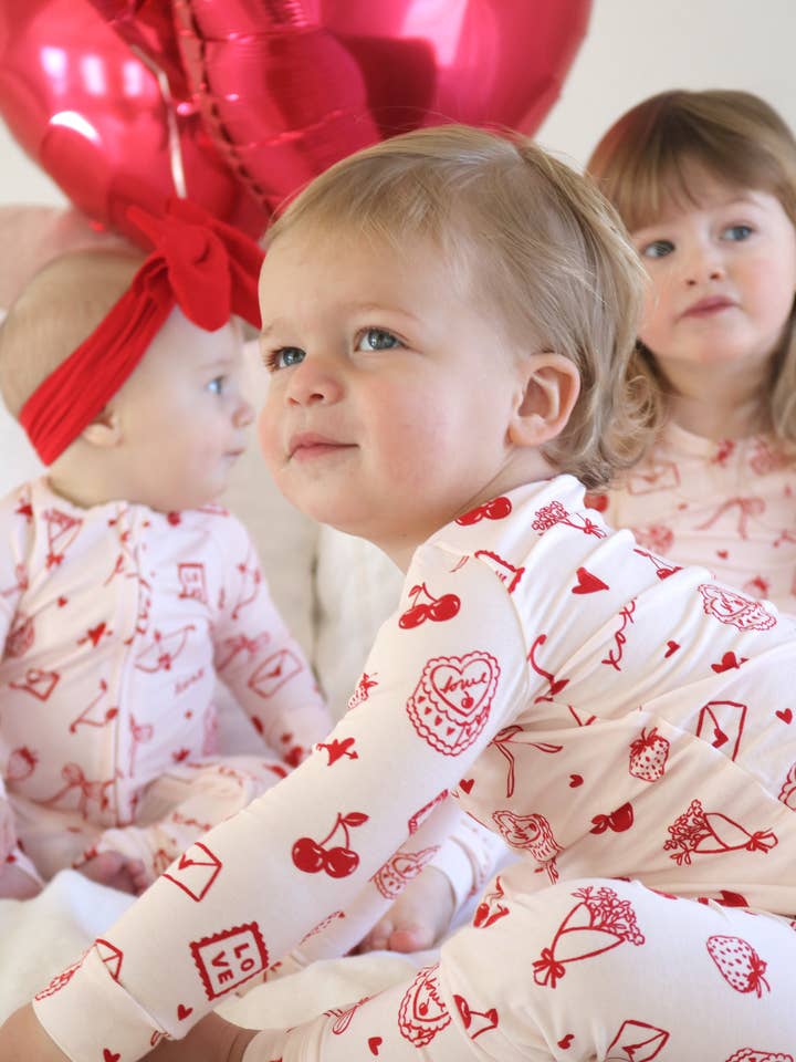 Love Letters Two Piece Bamboo Pajamas for wholesale by Lil Krew & Co