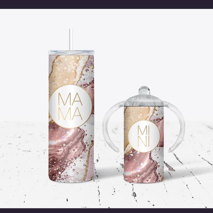 Set di bicchieri Mama & Mini in oro rosa (quarzo) per la vendita all'ingrosso da parte di Knotted Gypsy Designs