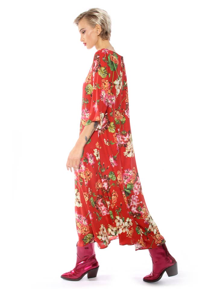 Maya Seyferth - Wholesale Dress - Women's - red silk floral dress4