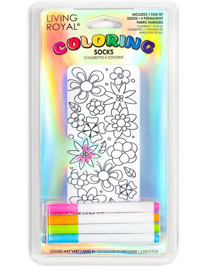 Chaussettes à la cheville - Kit de coloriage à faire soi-même - Flower Garden pour la vente par Living Royal