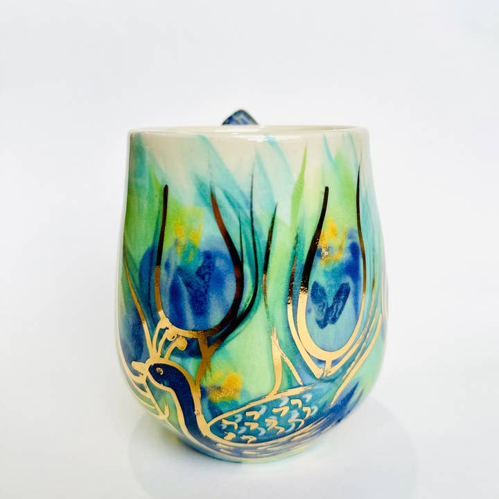 Carys Martin Ceramics - Wholesale Coffee Mug - Peacock Lapis Lazuli Crystal Mug