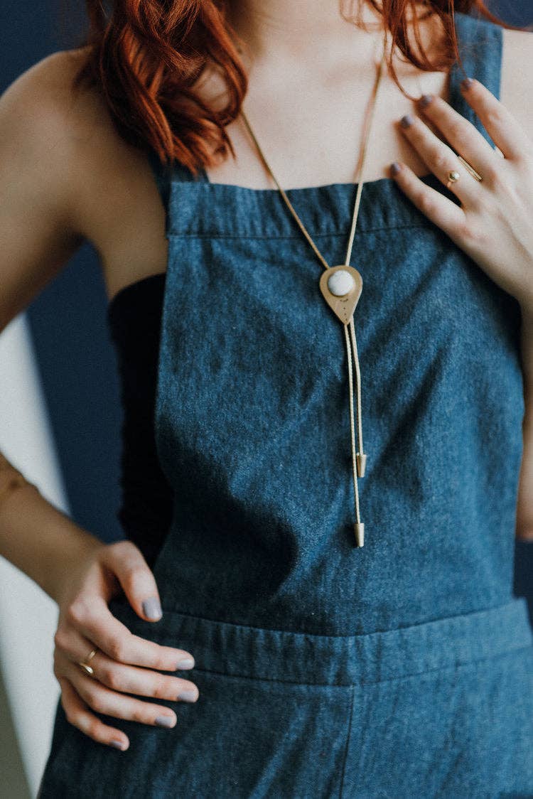 Océanne - Wholesale Pendant/Charm Necklace - Handmade Brass Teardrop Bolo - Sahra Bolo1