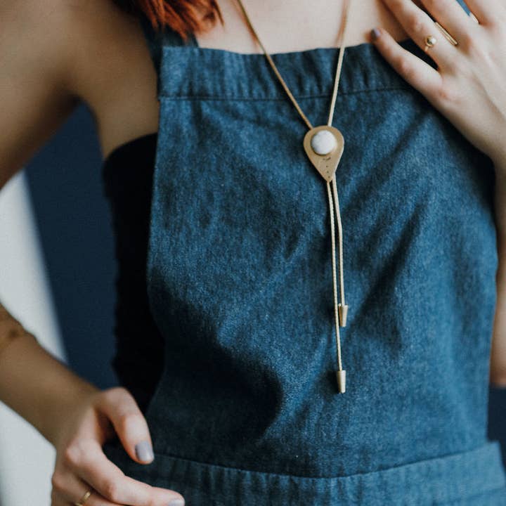 Océanne - Wholesale Pendant/Charm Necklace - Handmade Brass Teardrop Bolo - Sahra Bolo1