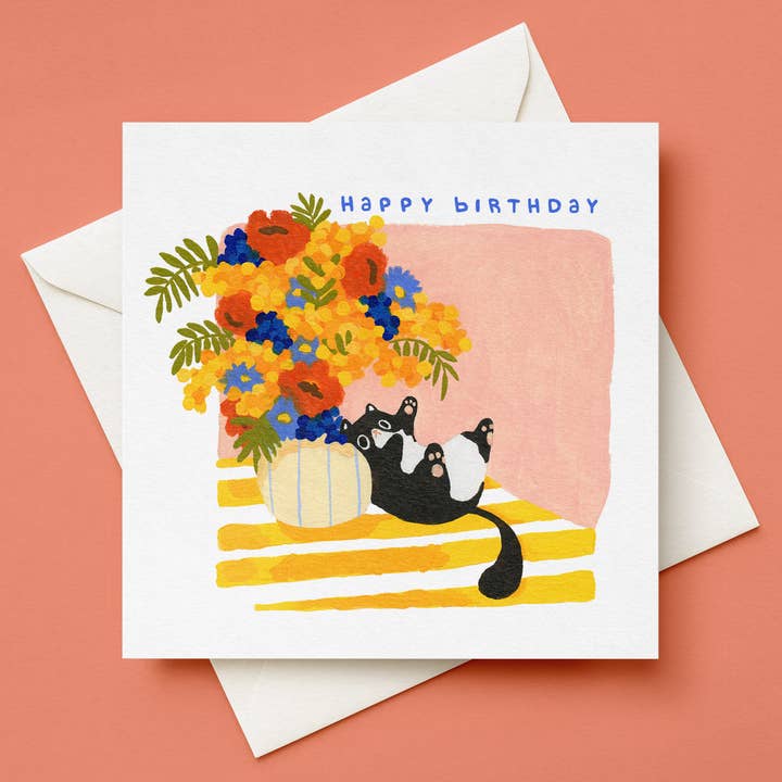 svartvit katt | vykort för wholesale av Lara Hacker Illustration