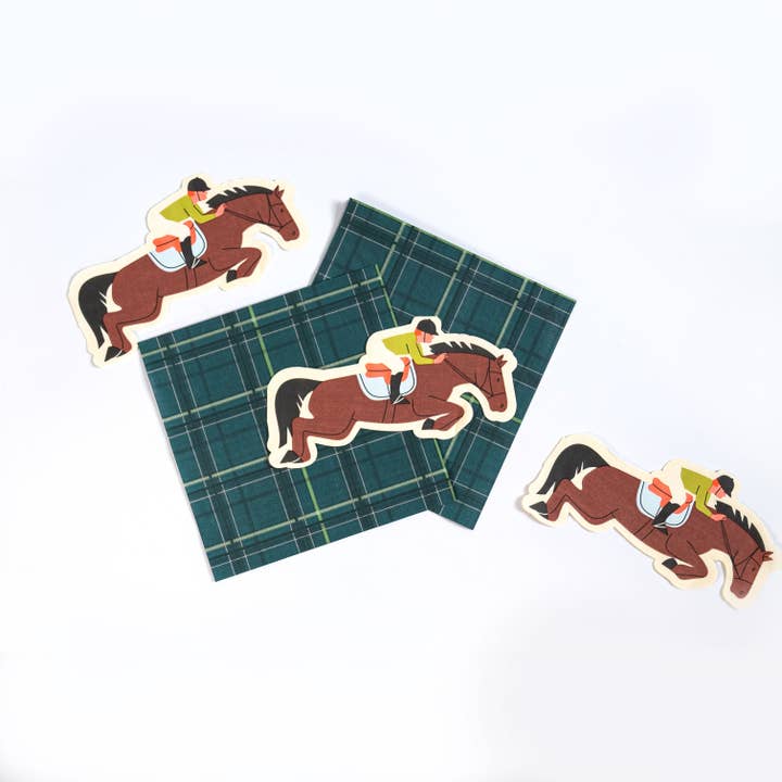 Horse Plaid Party Napkins (8x8in) | Equestrian Party Tableware | Eco-Friendly, Recyclable Paper Napkins for wholesale by POP Party Supplies, LLC