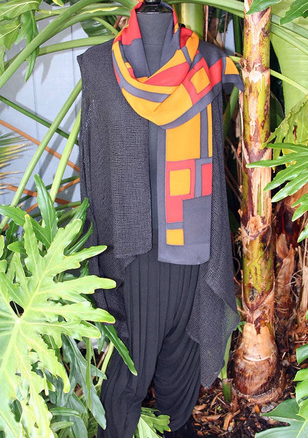 Kavita - Wholesale Scarf - Women's - HANDPAINTED SILK GEOMETRIC SCARVES5