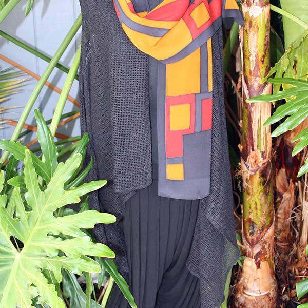 Kavita - Wholesale Scarf - Women's - HANDPAINTED SILK GEOMETRIC SCARVES5