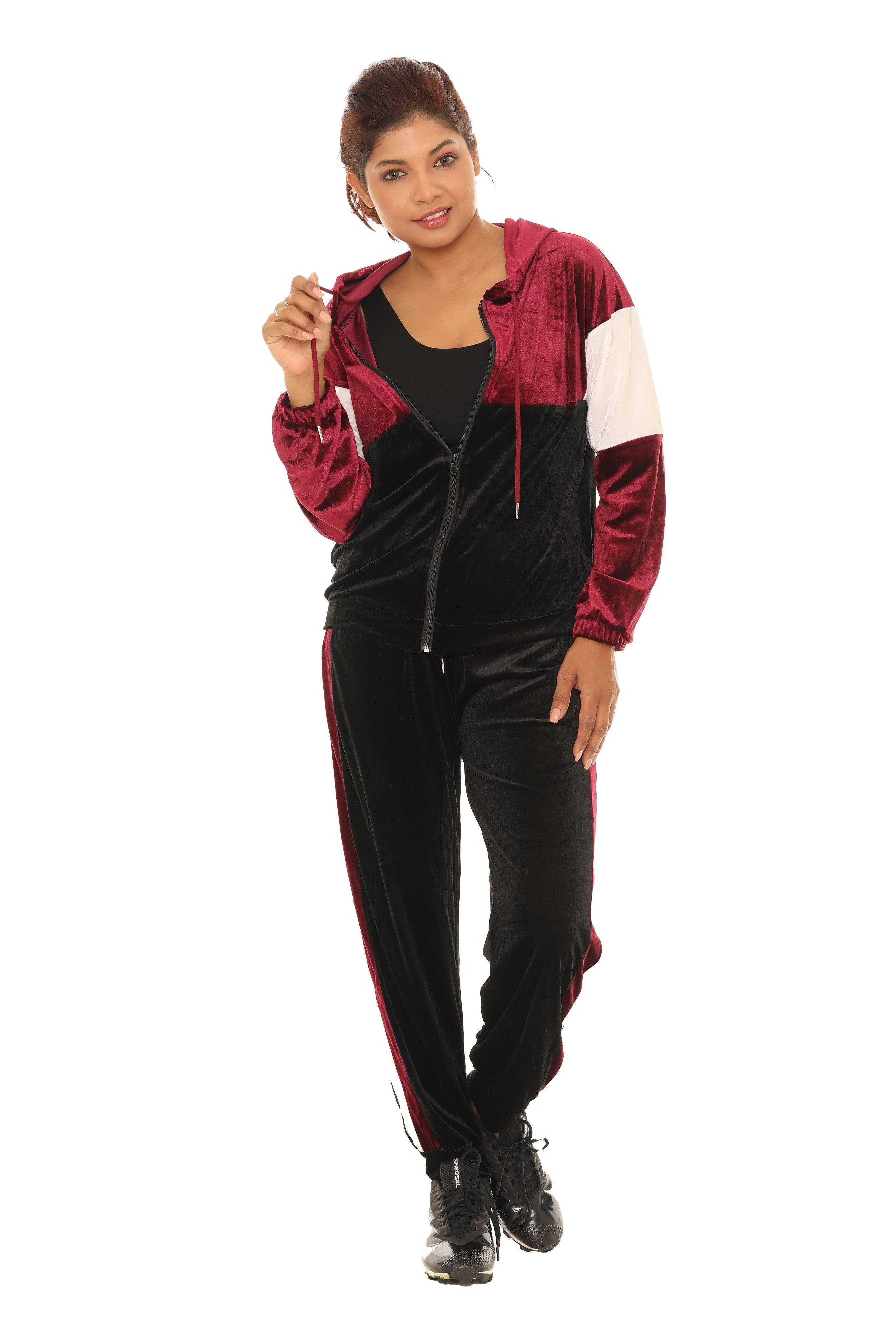 Shoreline Wear. INC - Venta al por mayor Conjunto de ropa cómoda - Mujer - Sudadera con capucha y cordón de terciopelo con bolsillo en bloques de color1