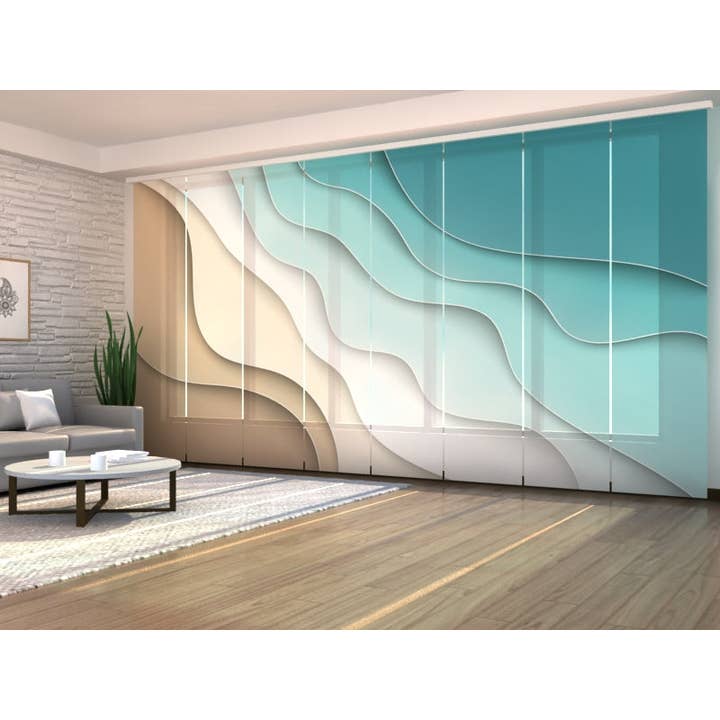 Set of 8 Beach and Beach Abstraction Panel Curtains for wholesale by IlyDecor