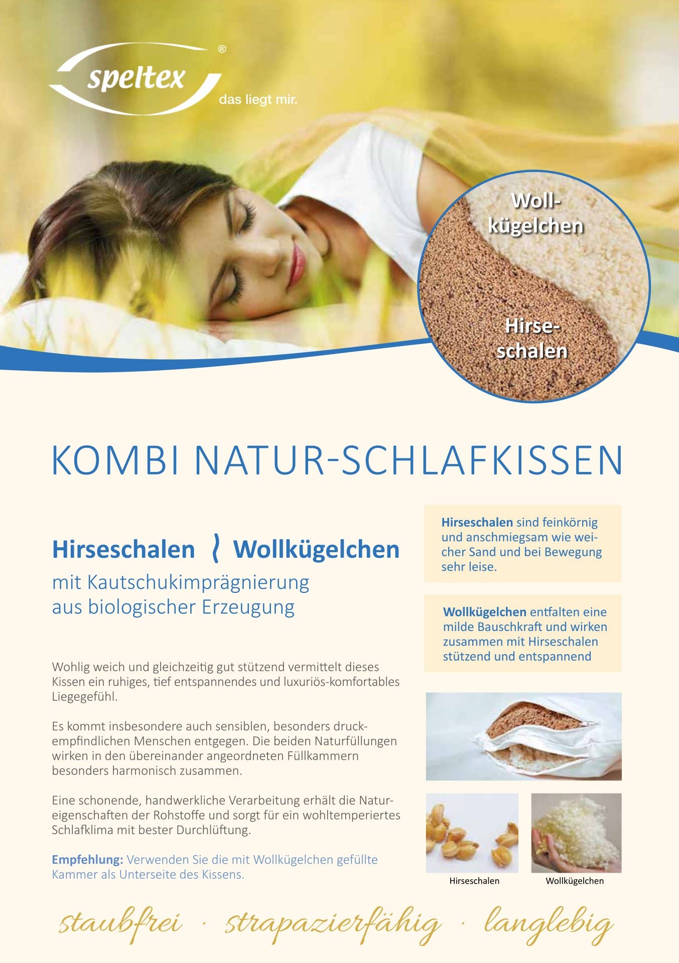 Speltex KG – wholesale Sängkläder kudde – Kombination kudde hirs skiffer ull bollar två fyllningskamrar4