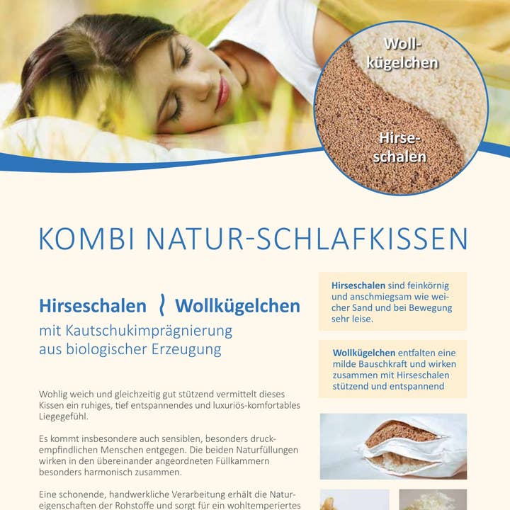 Speltex KG - Wholesale Bedding pillow - Combination pillow millet shale wool balls two filling chambers4