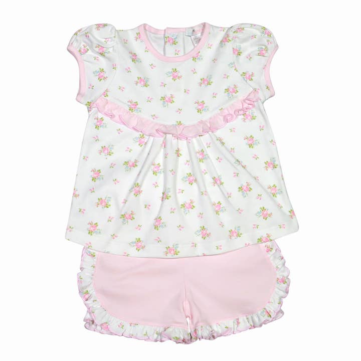 RPF-220 ROSIE ROZE BLOEMEN PIMA KORTE SET voor wholesale door Baby Loren