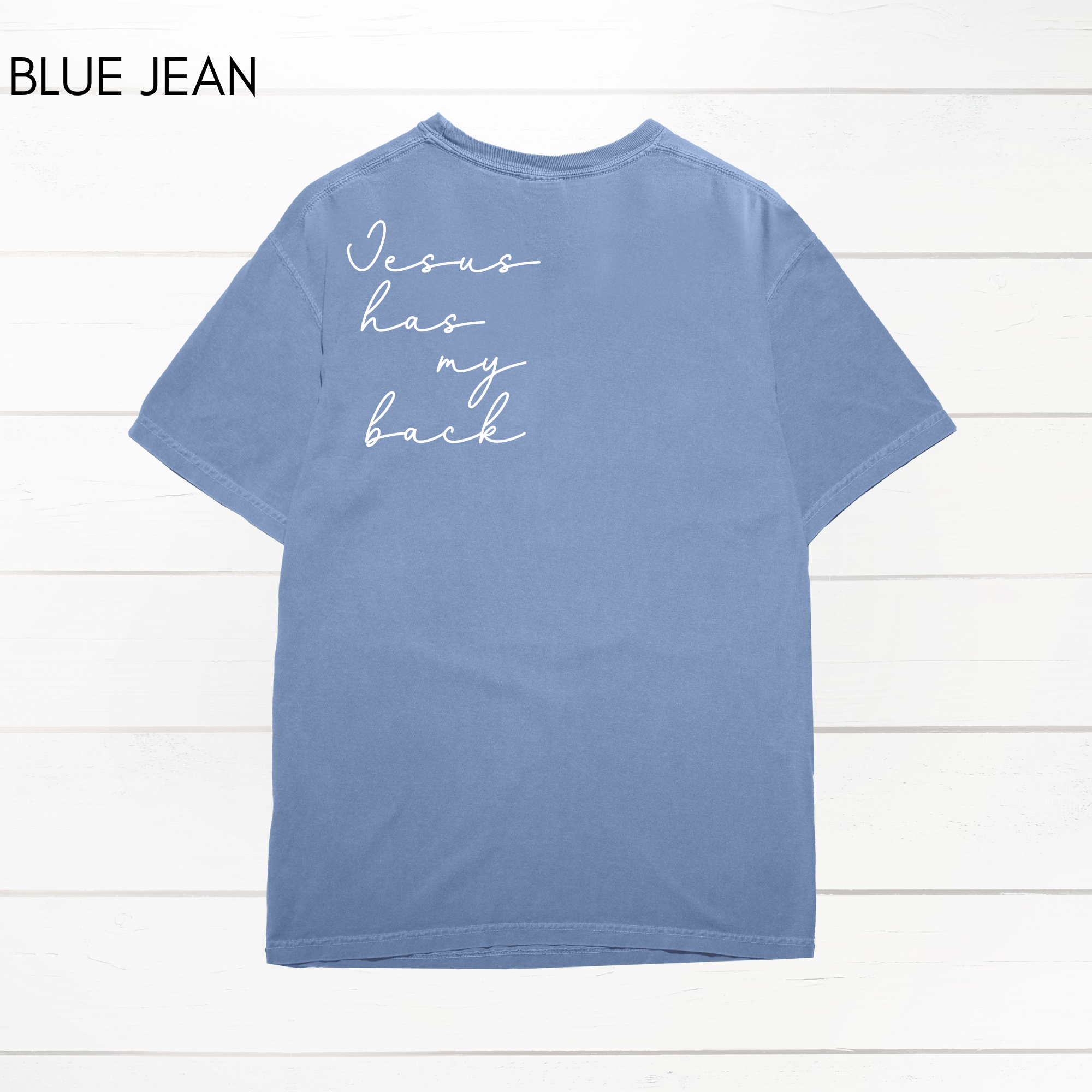 Faith & Life Christian Brands - Wholesale Screen Printed T-Shirt - Women's - Jesus Has My Back Comfort Colors Heavyweight T-Shirt15