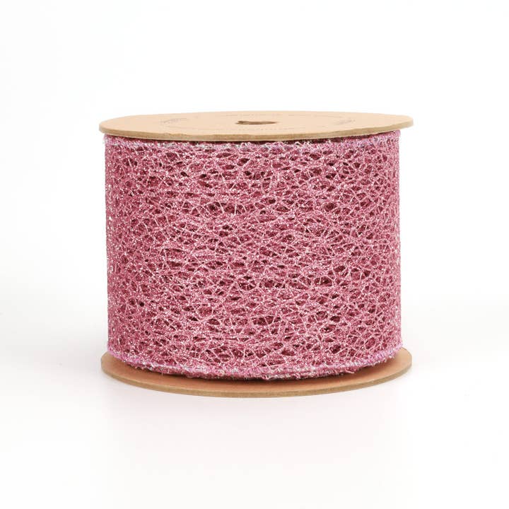 LA Ribbons Wholesale - Wholesale Ribbon - Gift Wrapping - 3" Mesh Wired Ribbon | Pink | 10 Yard Roll
2
