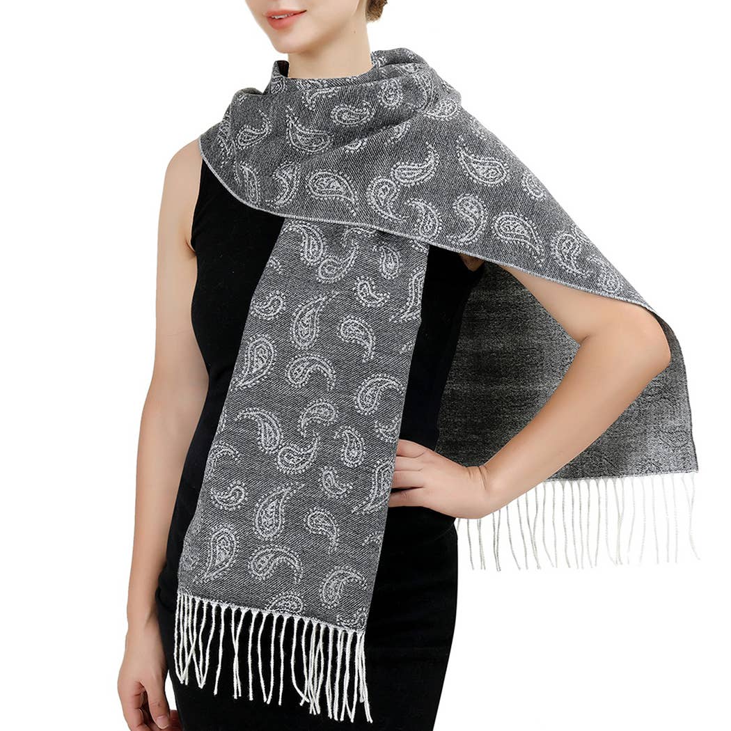 Fashion City - Wholesale Scarf – Women's - Cashmere Feel Soft Scarf with Paisley Design13