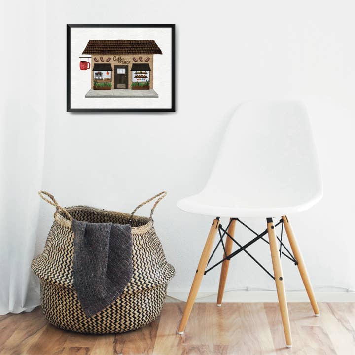 8x10 Coffee Shop Art Print, Tiny Shops Art Print, Coffee Art for wholesale by blonde birdie
