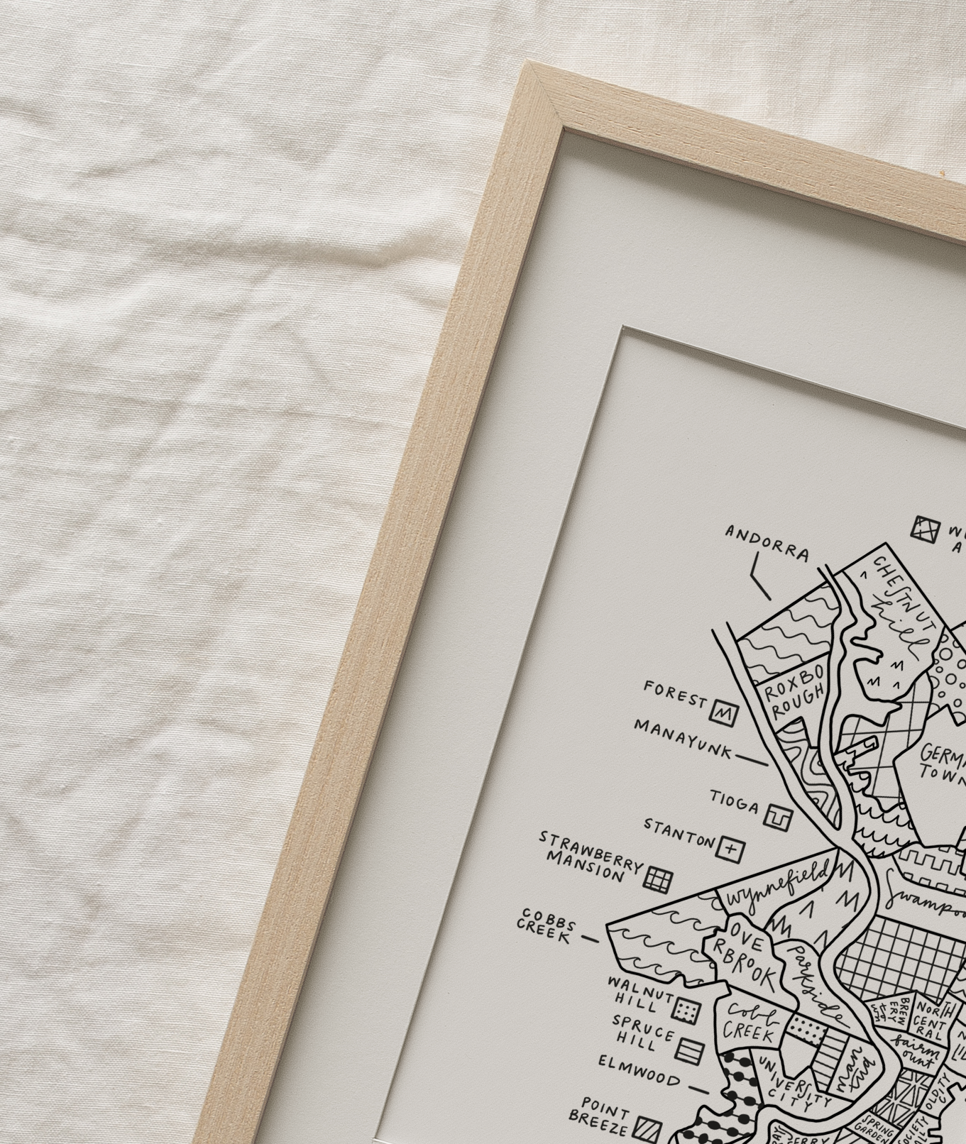 By Aleisha - Wholesale Art Print - Philadelphia Neighborhood Map Print5