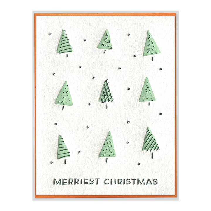 INK MEETS PAPER - Wholesale Christmas Card - Merriest Christmas Trees Letterpress Holiday Card