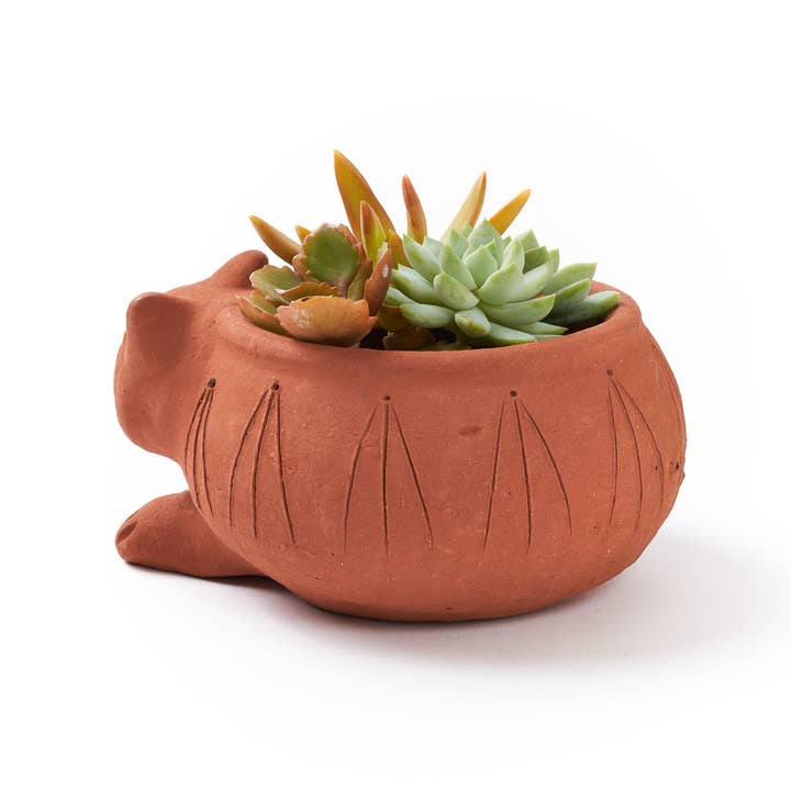 Matr Boomie Fair Trade - Wholesale Plant Pot - Rakshana Cat Plant Pot - Terracotta1