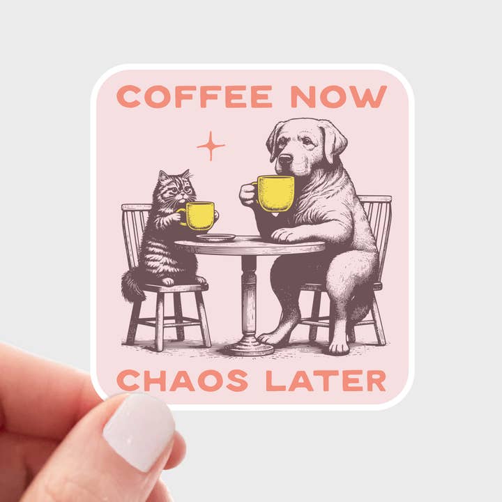 Coffee Now Chaos Later Sticker - shop, latte, dog, cat, cafe and other Purchase Wholesale code café. Free Returns & Net 60 Terms on Faire trending on Faire.