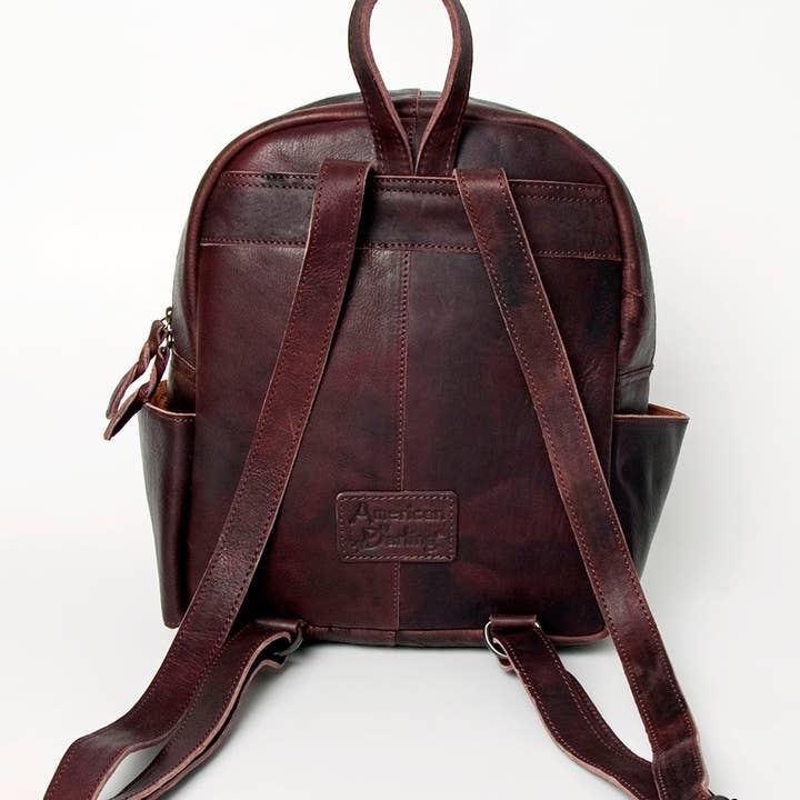 LS Western - Wholesale Backpack - Women's - LC-ADBGZ214A Southwestern Wool & Leather Backpack - Rustic Brown Western Daypack3