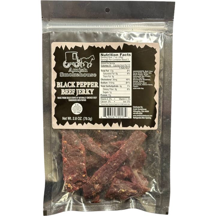 Amish Smokehouse Black Pepper Beef Jerky 2.8 oz for wholesale by Cow Crack Wholesale