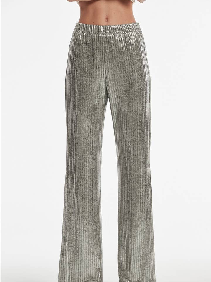 Torba Ribbed Knit Pants with Laminated Shine for wholesale by OKY