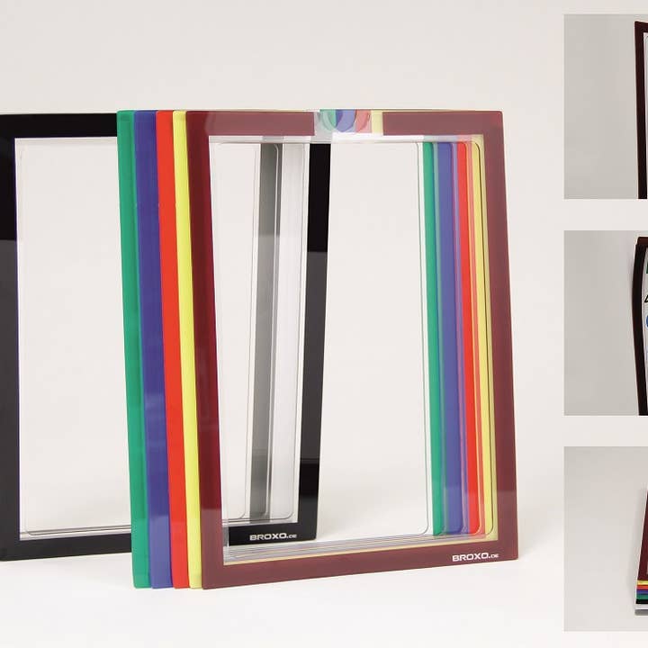 Broxo – wholesale Whiteboard – BROXO magnetisk pappershållare A4 öppen - uppsättning 4 hyllor