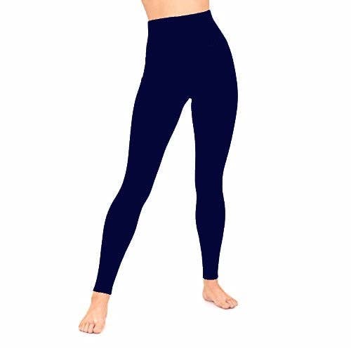 Navy Blue High Waist Compression Leggings with Tummy Control for wholesale by Go 2 Socks