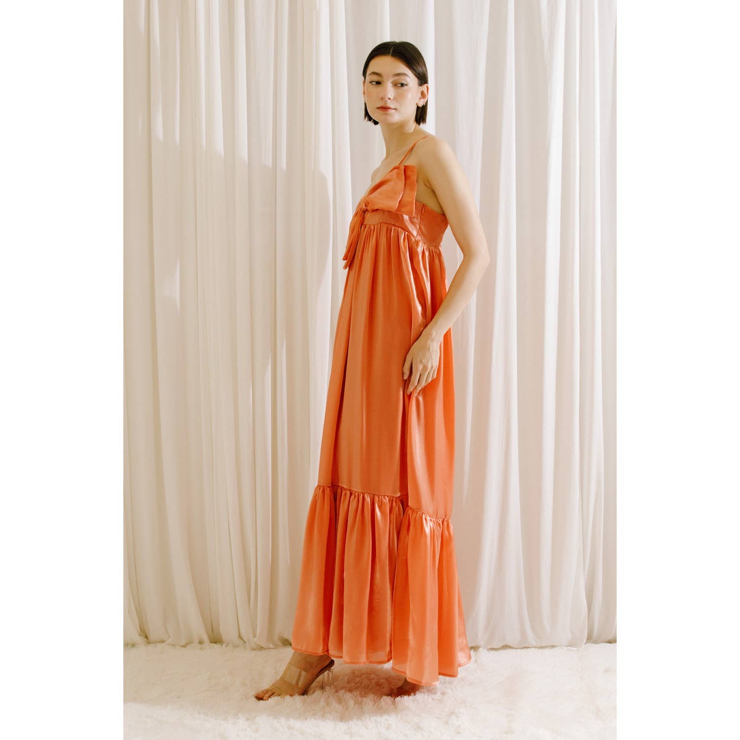 STORIA - Wholesale Dress - Women's - HD2231- SATIN METALLIC SHEEN MAXI BOW DRESS10