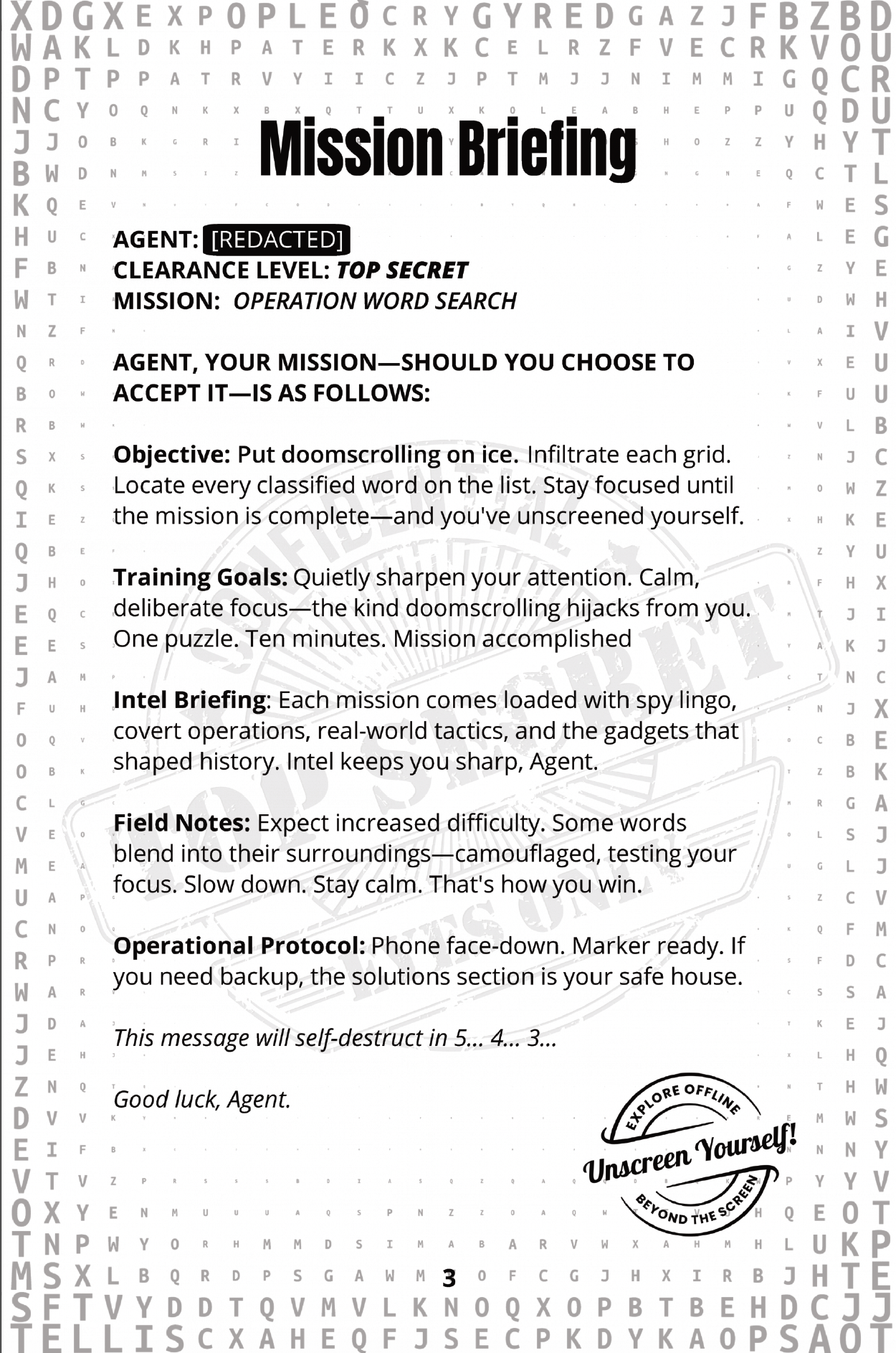 Unscreen Yourself! - Wholesale Puzzle - Adult - The Art of Espionage – Spy-Themed Word Search with Trivia8