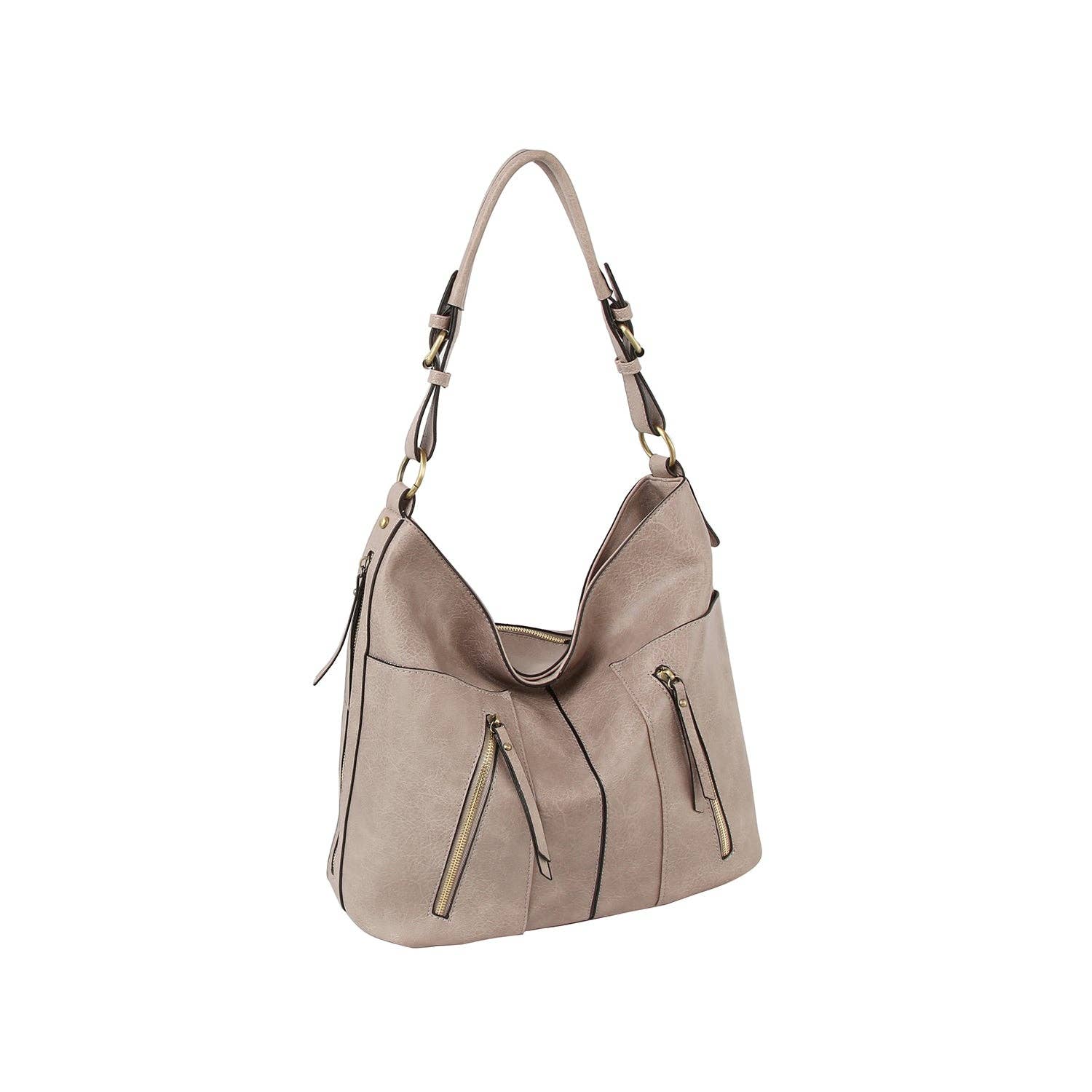 Handbag Factory Corp - Vente Sac porté épaule – femme - Sac à bandoulière hobo à deux fermetures à glissière avant au design tendance6