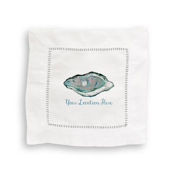 French Graffiti - Wholesale Tea Towel - Aqua Oyster with Location4