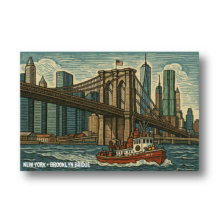 New York City 4" X 6" Postkarte - New York Brooklyn Bridge II für den Großhandel von BigZoo Store
