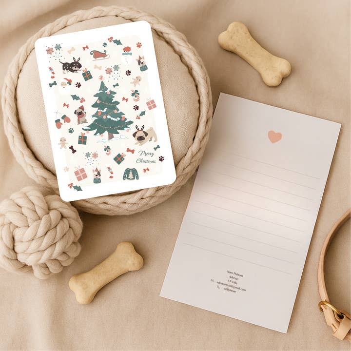 Kerstkaart - Feestelijke Puppy’s voor wholesale door Atelier Maddynette