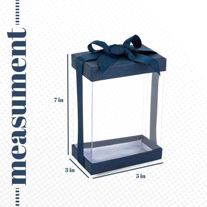 Hammont - Wholesale Gift Box - Clear Plastic Gift Boxes 6 Pack Bakery Boxes Navy Blue