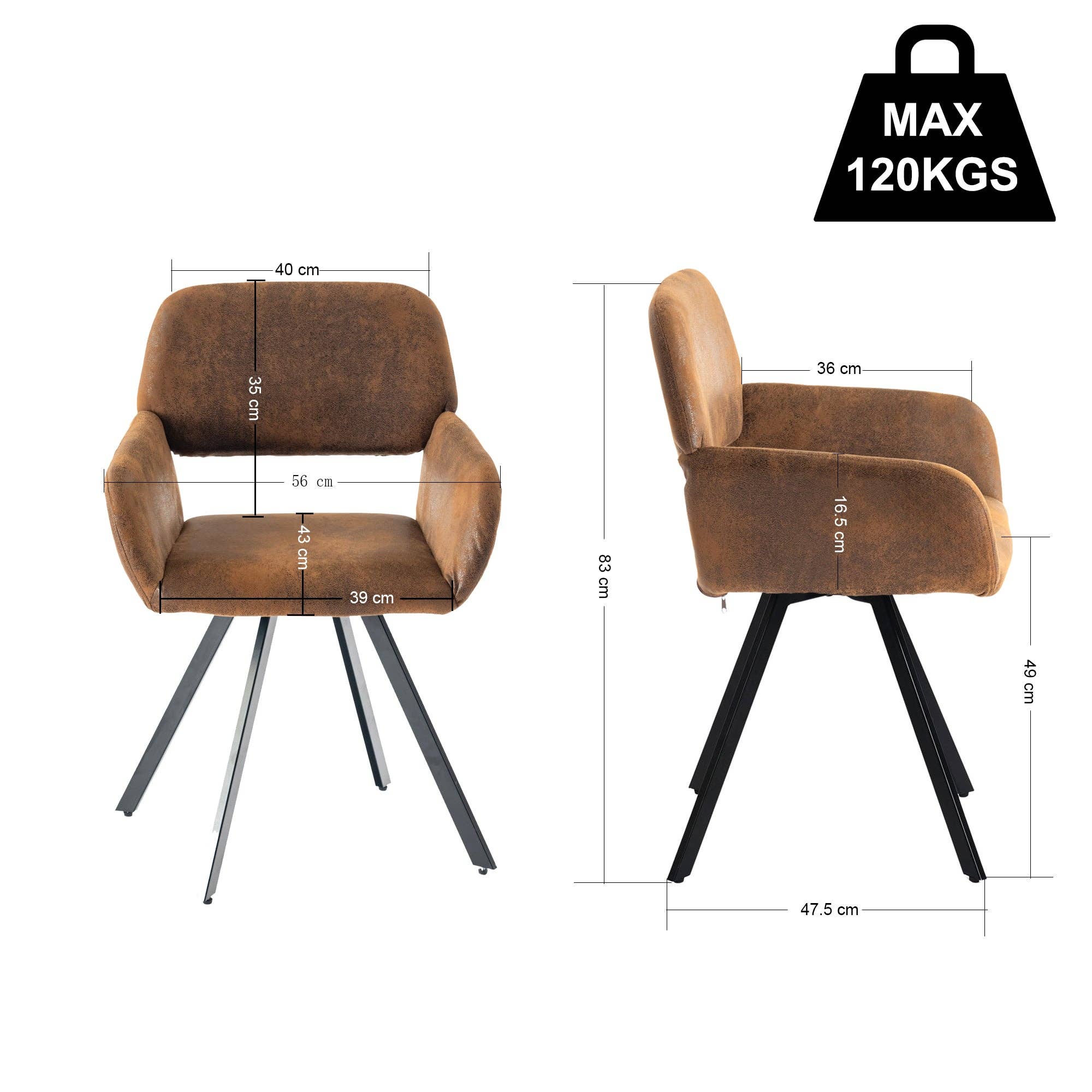 Urban Meuble - Wholesale Chair - Set of 2 vintage dining chairs swivel suede fabric brown CALIFORNIA KD SUEDE BROWN SWIVEL23