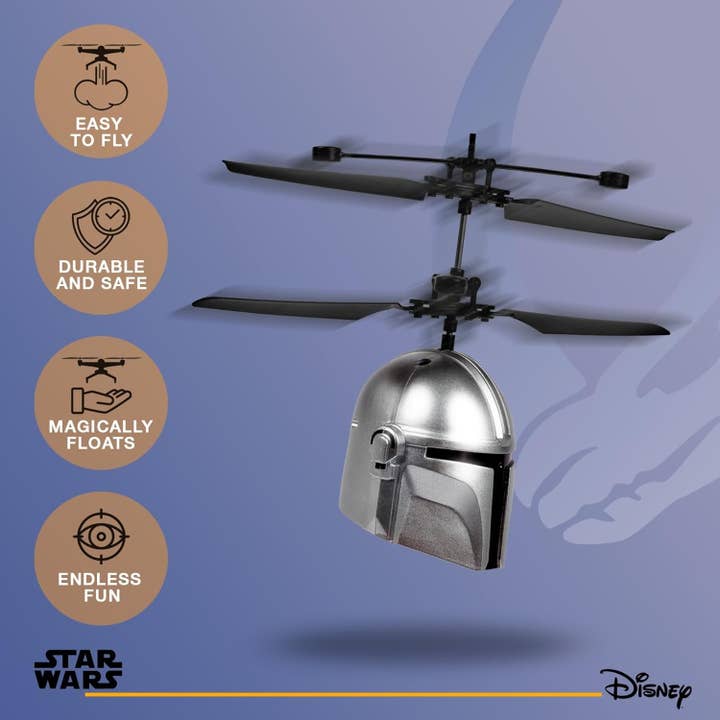 World Tech Toys - Wholesale Toy Plane - Kids - Star Wars The Mandalorian Mando Helmet UFO Helicopter