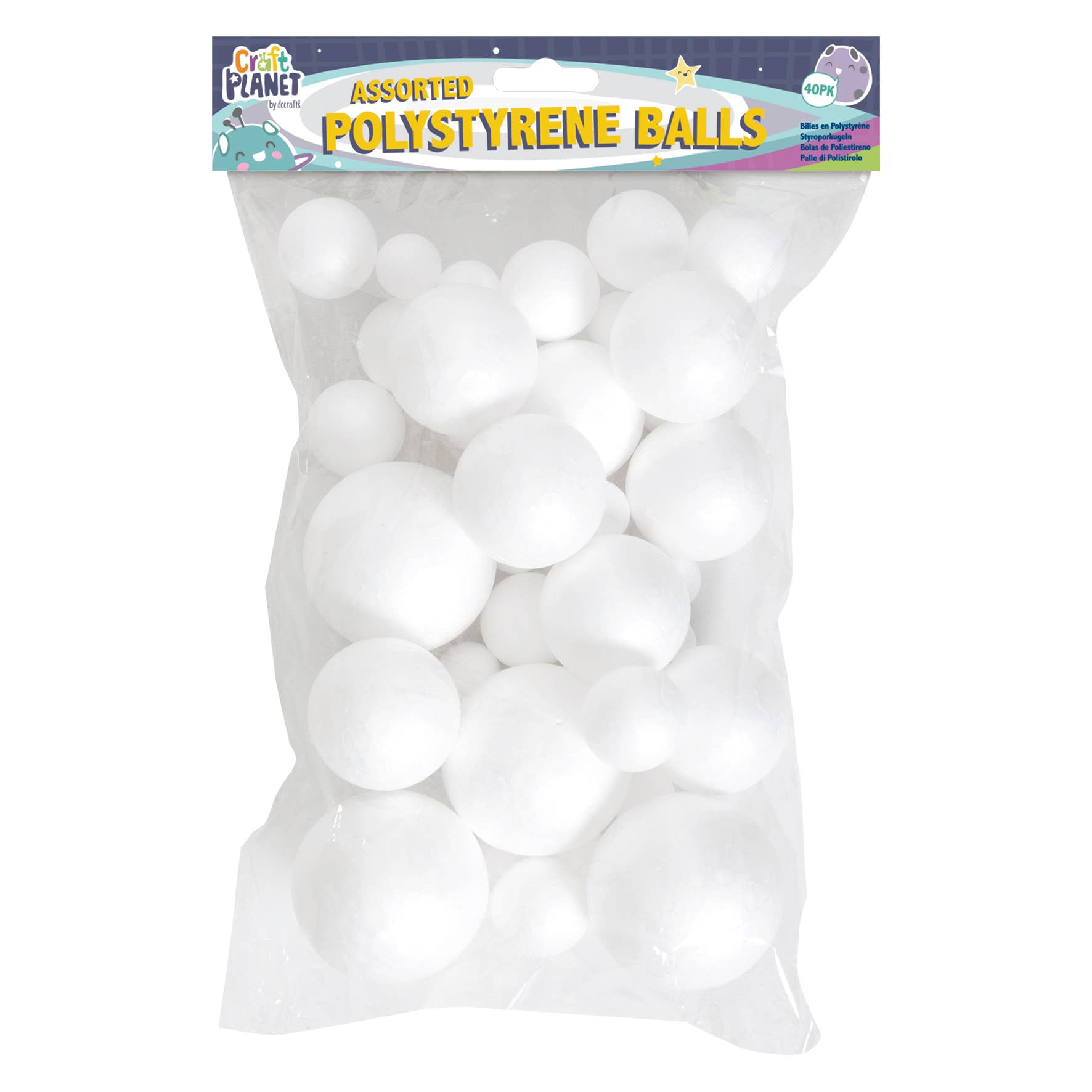 West Design Products - Wholesale Craft Supplies - Craft Planet Polystyrene Balls 40 Pieces, White, Assorted0