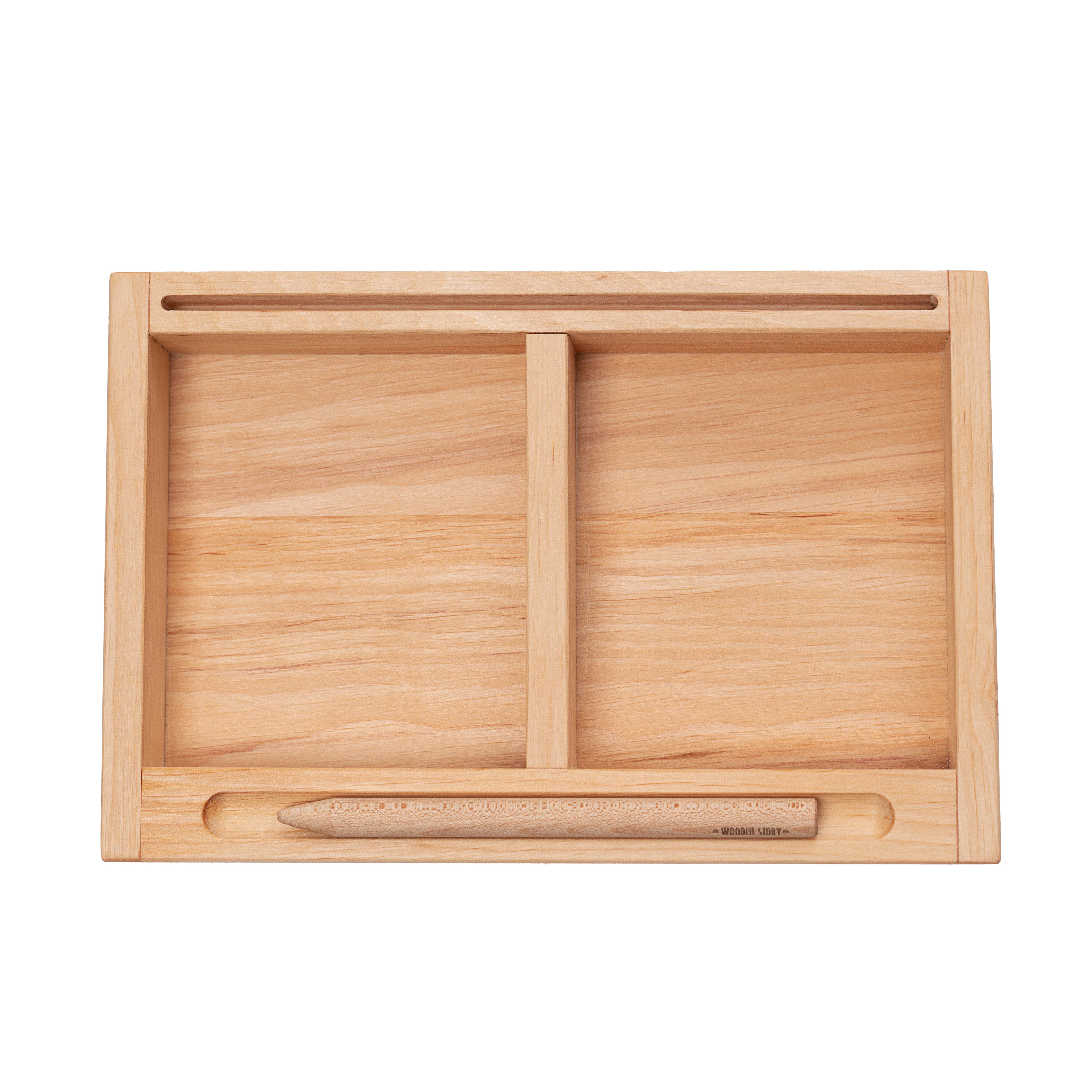 Wooden Story Sp. z o.o. - Wholesale Wood Toy - Kids - Sand writing tray with divider + card holder3