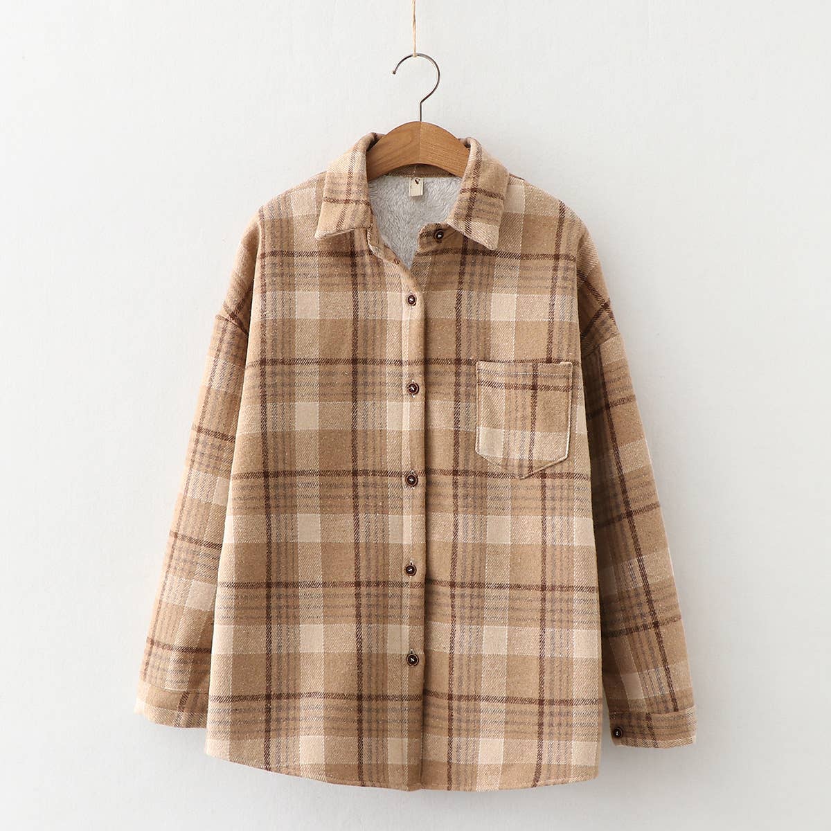 Rosa Clothing - Wholesale Shirt Jacket/Shacket - Women's - Plaid warm fleece lined button shirt jacket Shacket8