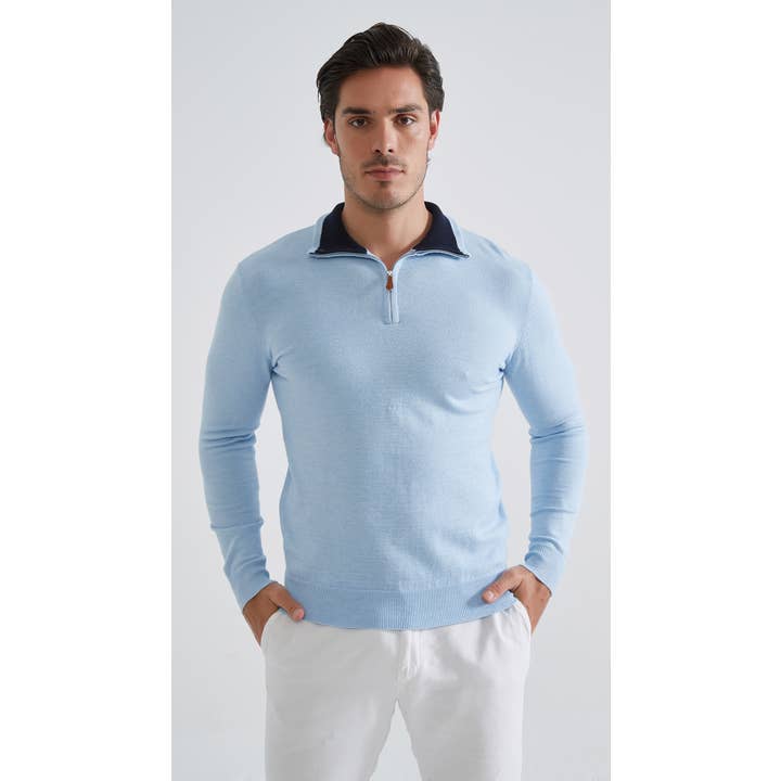 Colar de camionista "CASHMERE TOUCH" azul-celeste por atacado de Yves Enzo