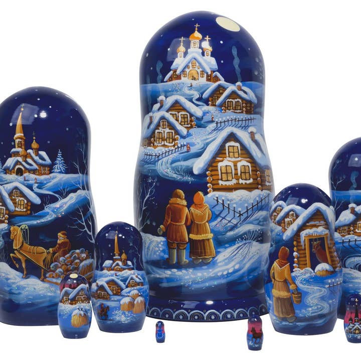 Bambola per nidificazione scenica della vigilia di Natale, 10 pezzi per la vendita all'ingrosso da parte di Golden Cockerel