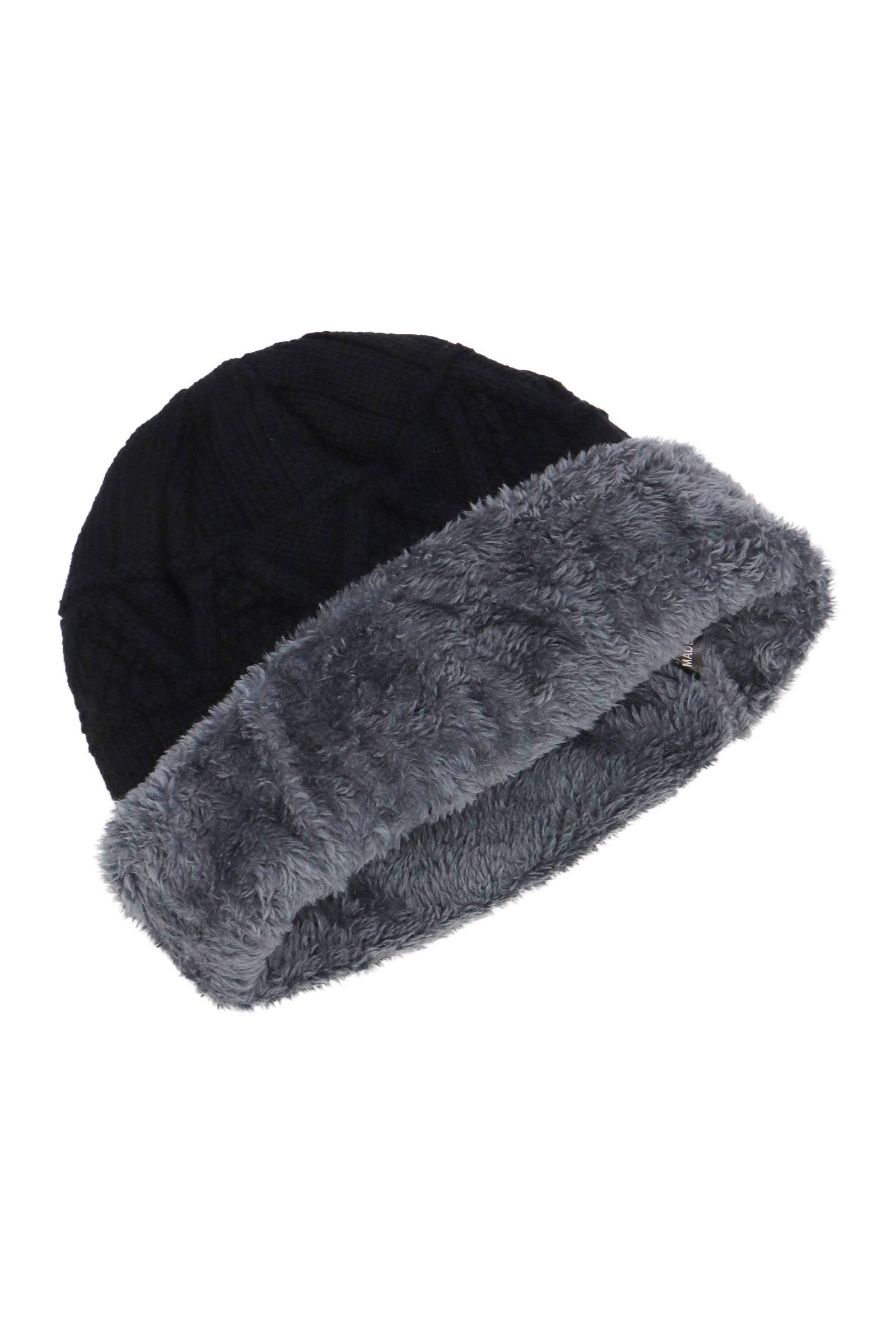 ASSORTED Dark Neutrals 2-piece Knit Fur Beanie Scarf for wholesale on Faire3