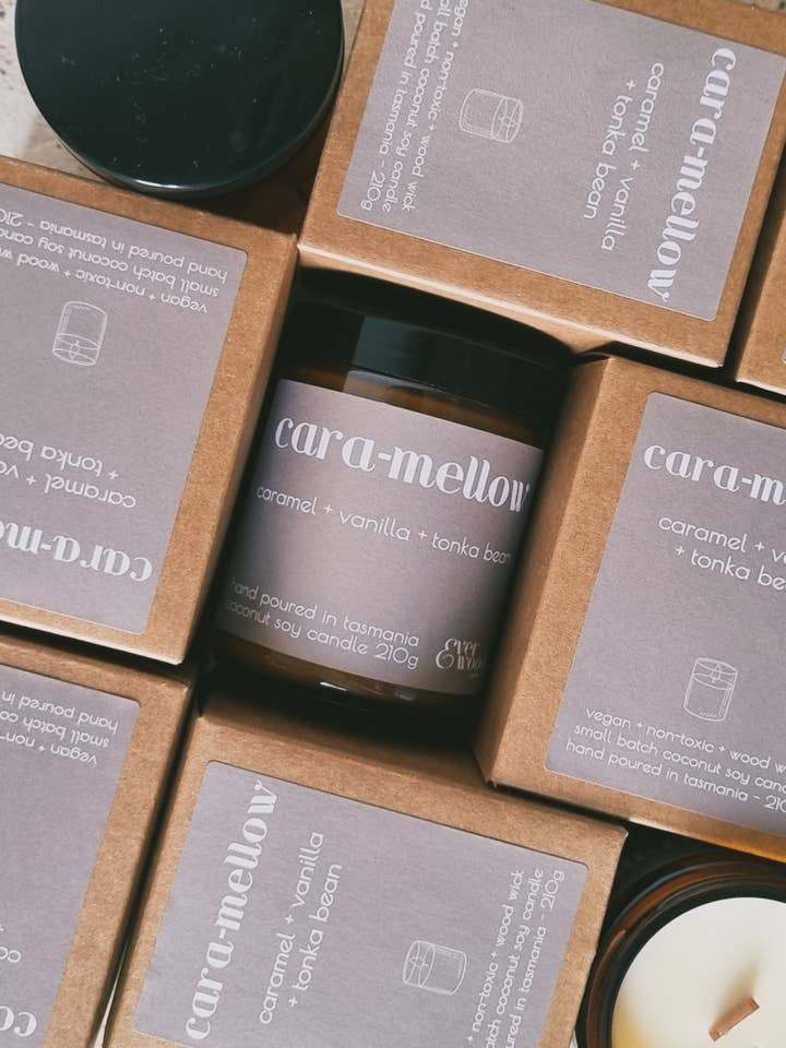 'Cara-mellow' Candle 210g for wholesale by Everwood Candle Co.