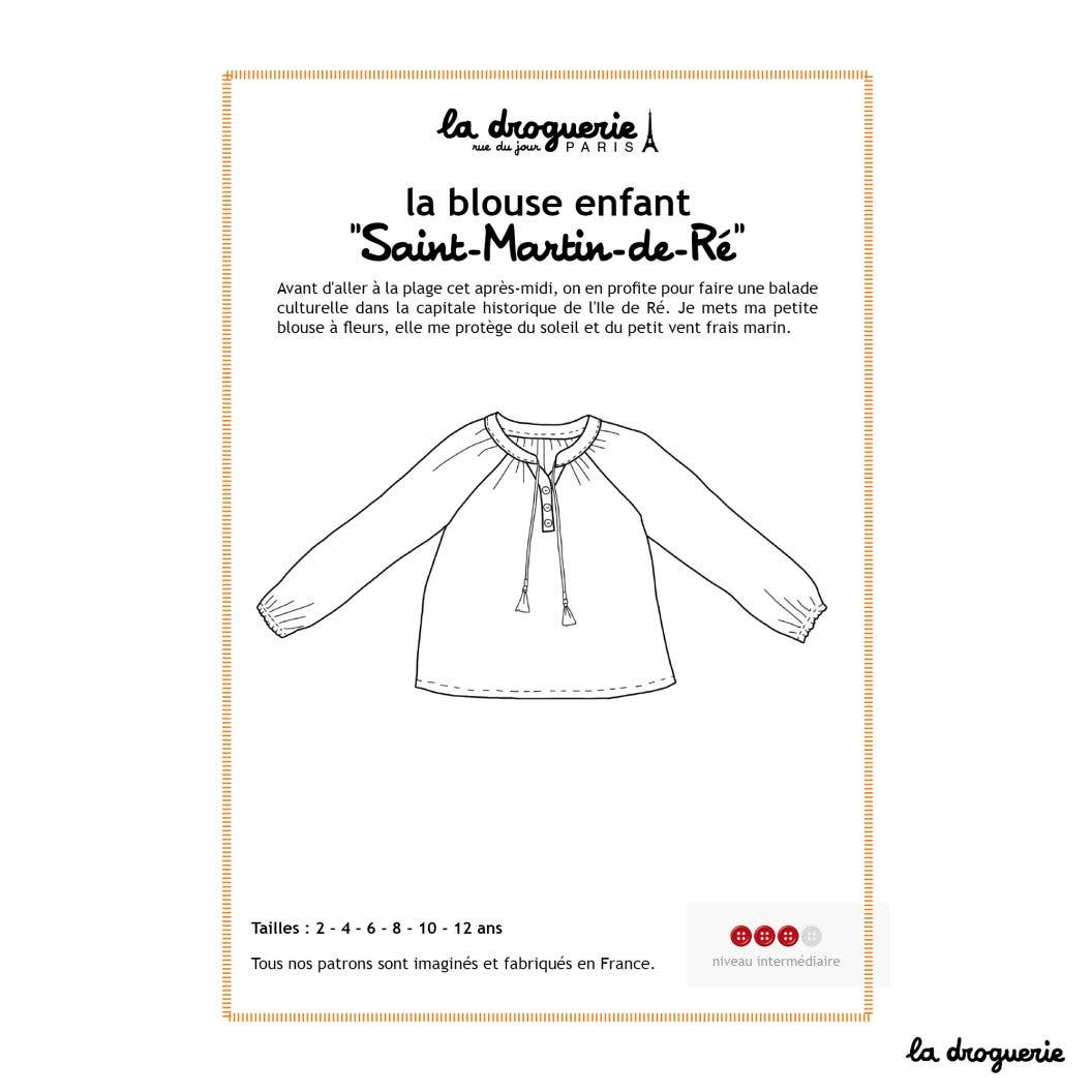 LA DROGUERIE - Wholesale Craft Sewing Kit - "Sewing pattern for the 'Saint-Martin-de-Ré' blouse"0