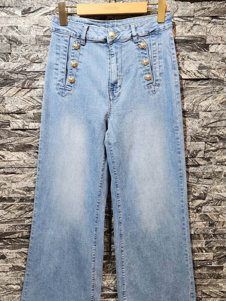 Flare jeans, two back pockets, 9218 stretch fabric for wholesale by Adilynn DAYMENTEX