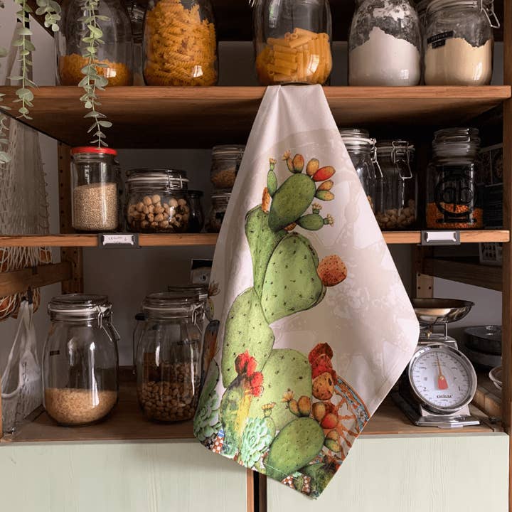 Olivia Home - Wholesale Tea Towel - Set of 2 tea towels 50x70cm-Sicilian Vibes Collection - Cactus1