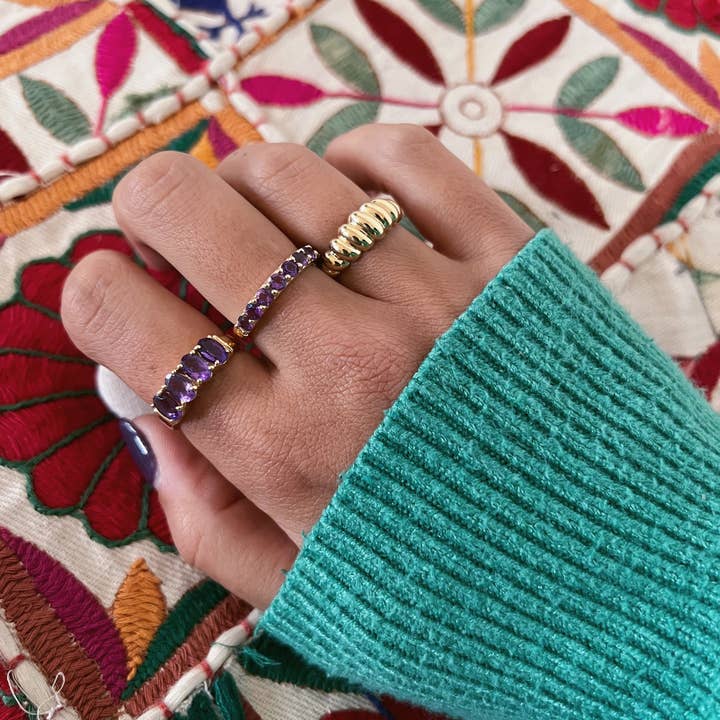 Vintage ring amethist goldplated - Jane voor wholesale door House of Mayana