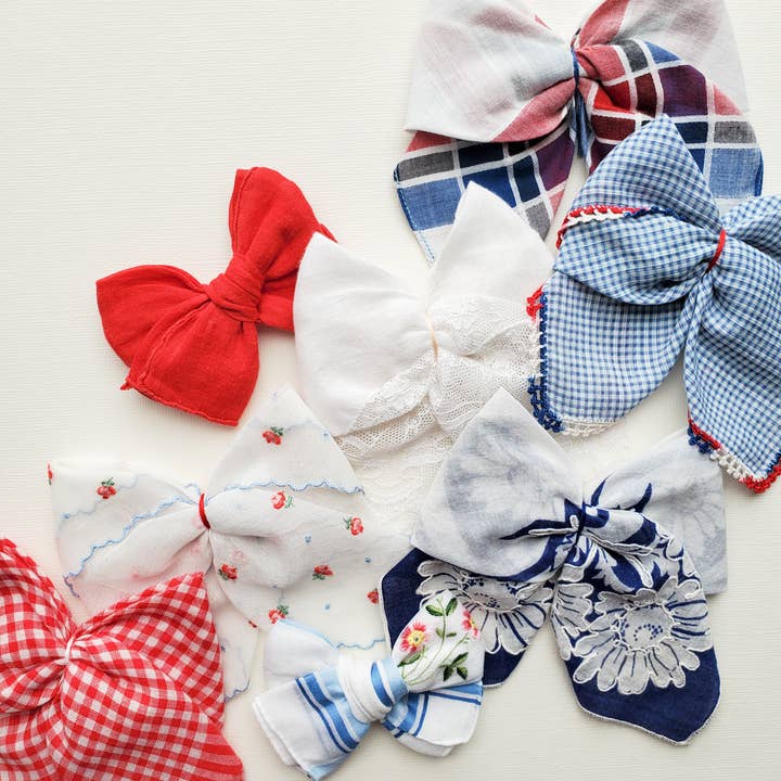 Revival Bow Co. - Wholesale Hair bow – Kids - Custom Vintage Handkerchief Bow • Long Tail Style • OOAK4